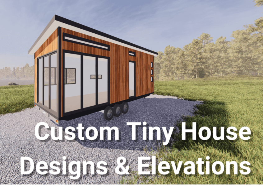 picture of a rendered 30ft x 10ft wide tiny house shell that was designed for a client