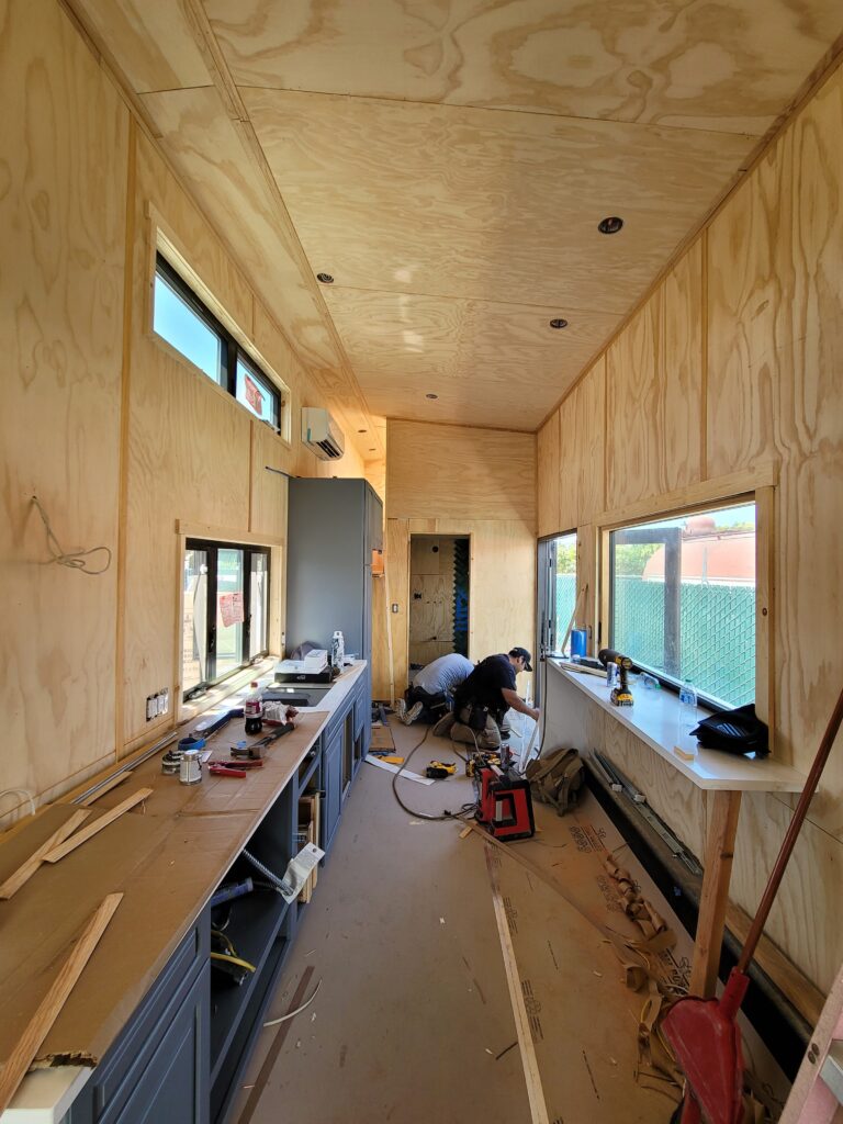 a tiny house during construction